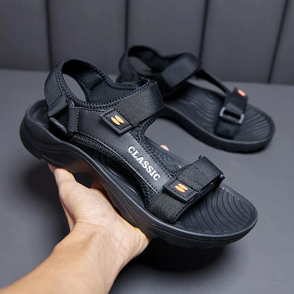 Men's Casual Beach Sandals – Retro Ankle-Wrap Summer Shoes
