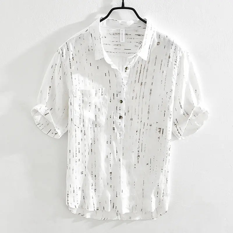 Men's Loose Printed Short-Sleeve Shirt — Lightweight Casual Summer Top