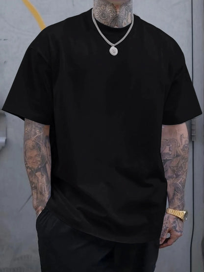 Men's 100% Cotton Solid Colour T-Shirt — Breathable Casual Beach Tee