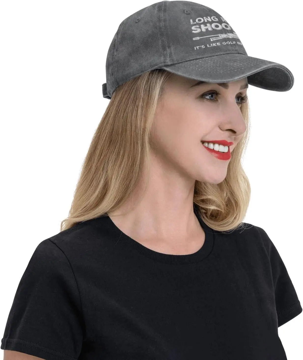 Funny Shooting Slogan Dad Hat — Washed Denim Baseball Cap for Men & Women