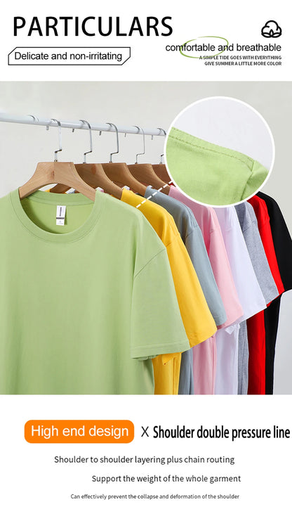 Men's 100% Cotton Solid Colour T-Shirt — Breathable Casual Beach Tee