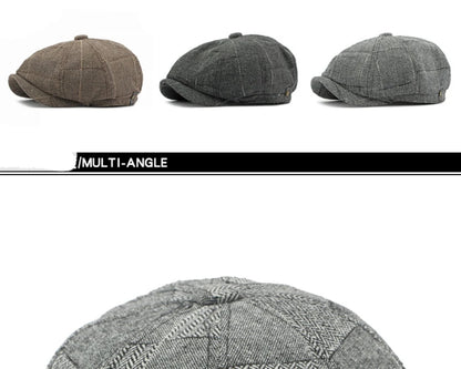 HT4341 Beret Cap Spring Autumn Caps for Men Women Vintage Plaid Octagonal Cap Hat Female Retro Artist Painter Male Beret Hats