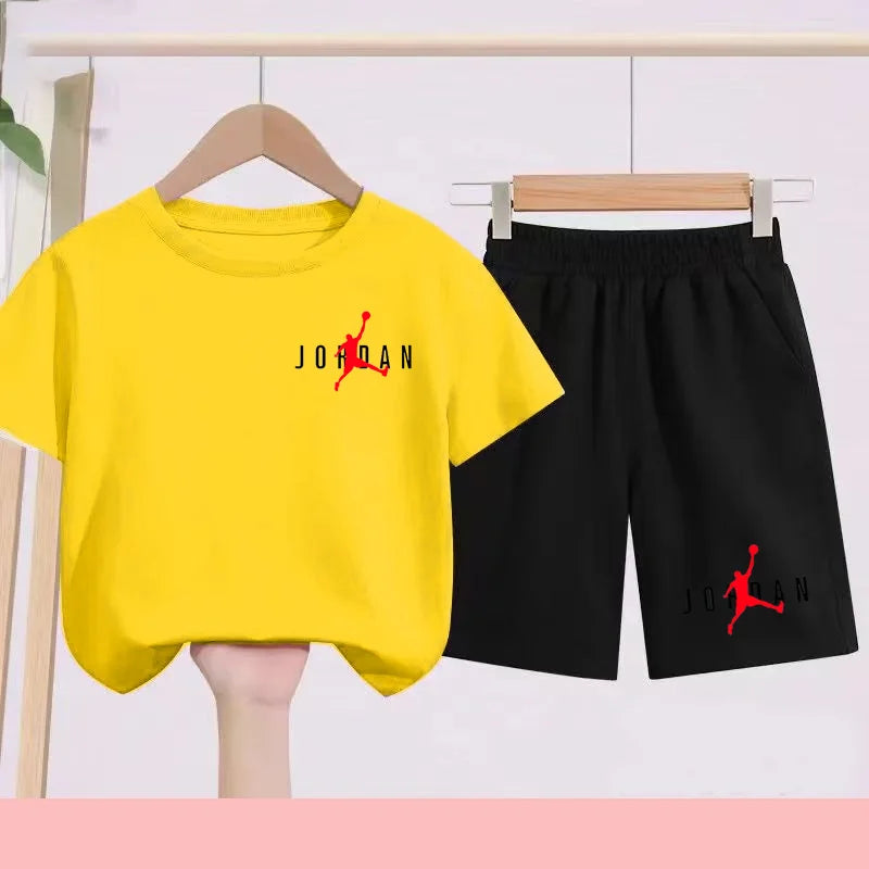 Summer Children's Football and Basketball Sports Clothing-children'sT-shirts+shorts Highly Absorbent Sports Short-sleeved Shirts
