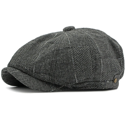 HT4341 Beret Cap Spring Autumn Caps for Men Women Vintage Plaid Octagonal Cap Hat Female Retro Artist Painter Male Beret Hats