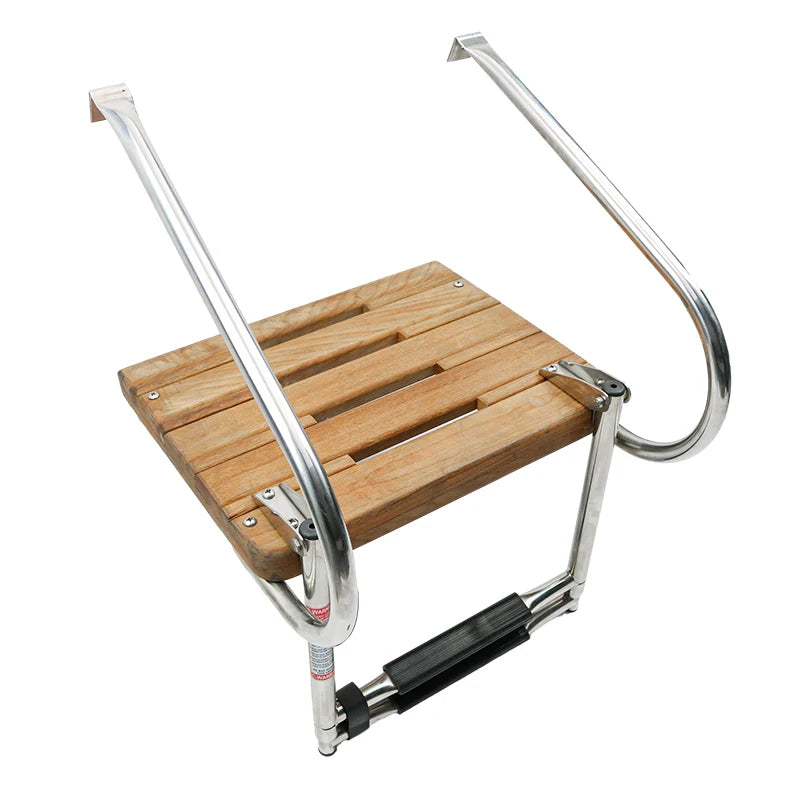 Teak Telescopic Boat Swimming Platform with Ladder