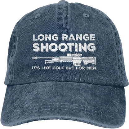 Funny Shooting Slogan Dad Hat — Washed Denim Baseball Cap for Men & Women