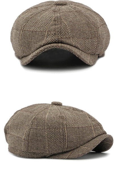HT4341 Beret Cap Spring Autumn Caps for Men Women Vintage Plaid Octagonal Cap Hat Female Retro Artist Painter Male Beret Hats