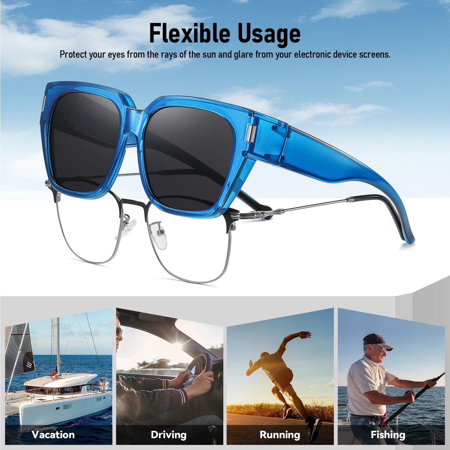Women's Polarized Sunglasses – Anti-Glare UV400 Square Frame