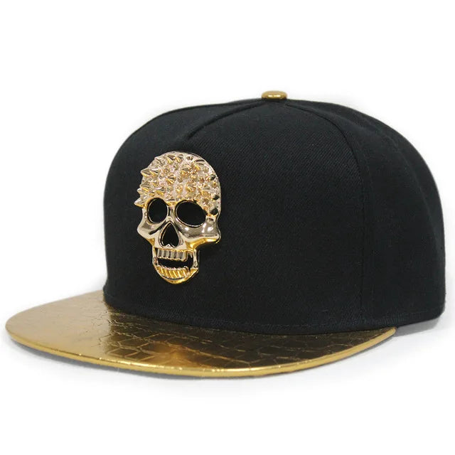 Hip Hop Skull Rivet Snapback Flat Cap — Men & Women