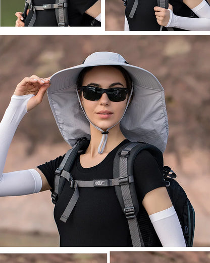 Breathable Wide Brim Fisherman Sun Hat — Outdoor Shawl Cap for Men & Women