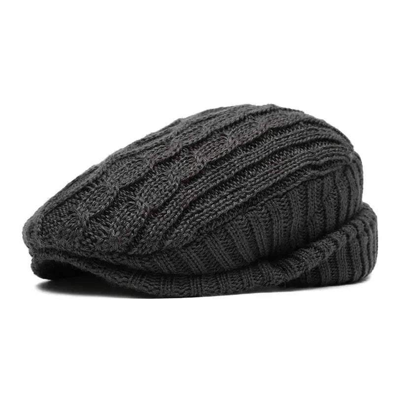 Knitted Cotton Beret Cap — Warm & Versatile for Men & Women