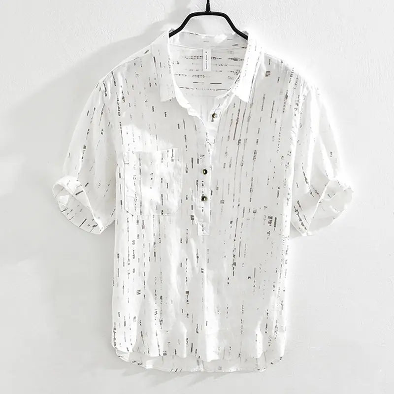 Men's Loose Printed Short-Sleeve Shirt — Lightweight Casual Summer Top