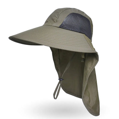 Breathable Wide Brim Fisherman Sun Hat — Outdoor Shawl Cap for Men & Women