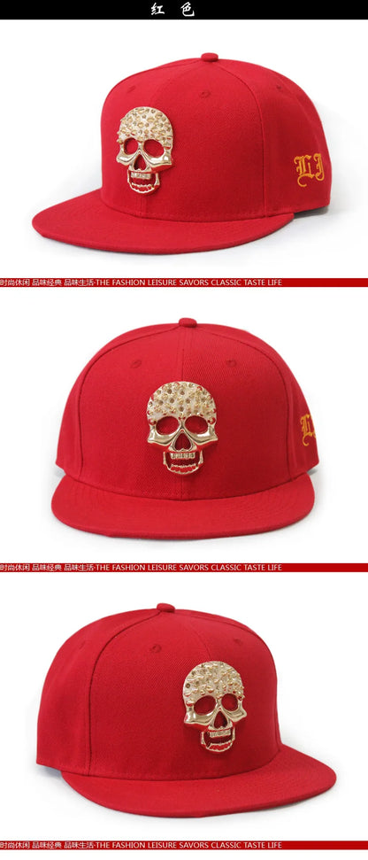 Hip Hop Skull Rivet Snapback Flat Cap — Men & Women