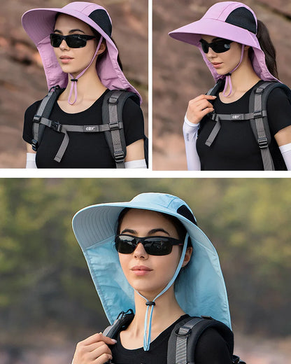 Breathable Wide Brim Fisherman Sun Hat — Outdoor Shawl Cap for Men & Women