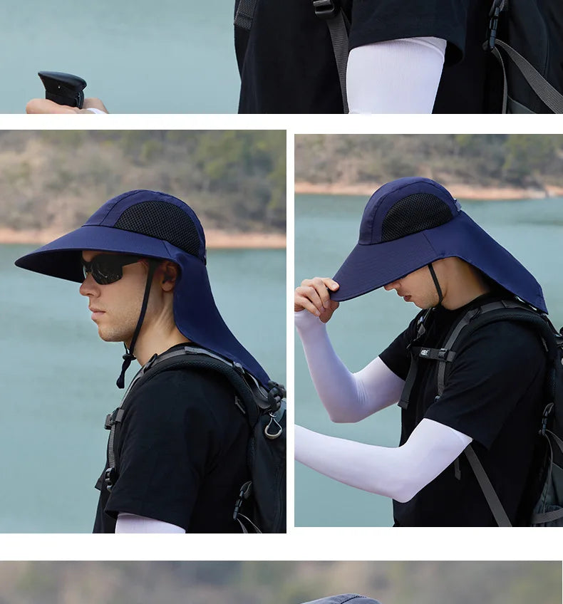 Breathable Wide Brim Fisherman Sun Hat — Outdoor Shawl Cap for Men & Women