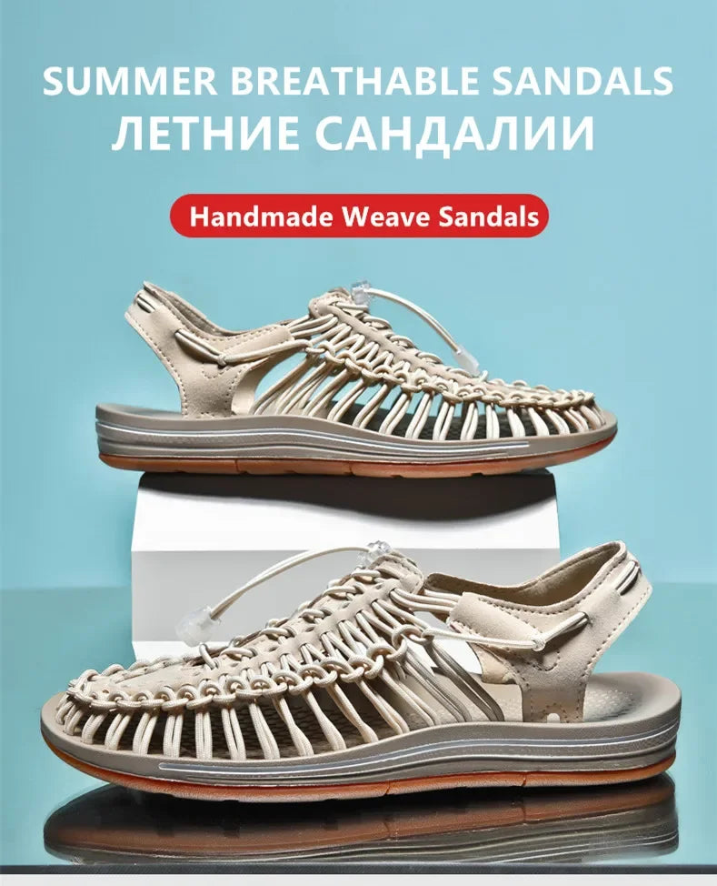 Handwoven Flat Beach Sandals — Breathable Casual Outdoor Sandals for Men & Women