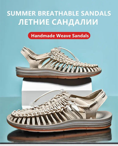 Handwoven Flat Beach Sandals — Breathable Casual Outdoor Sandals for Men & Women