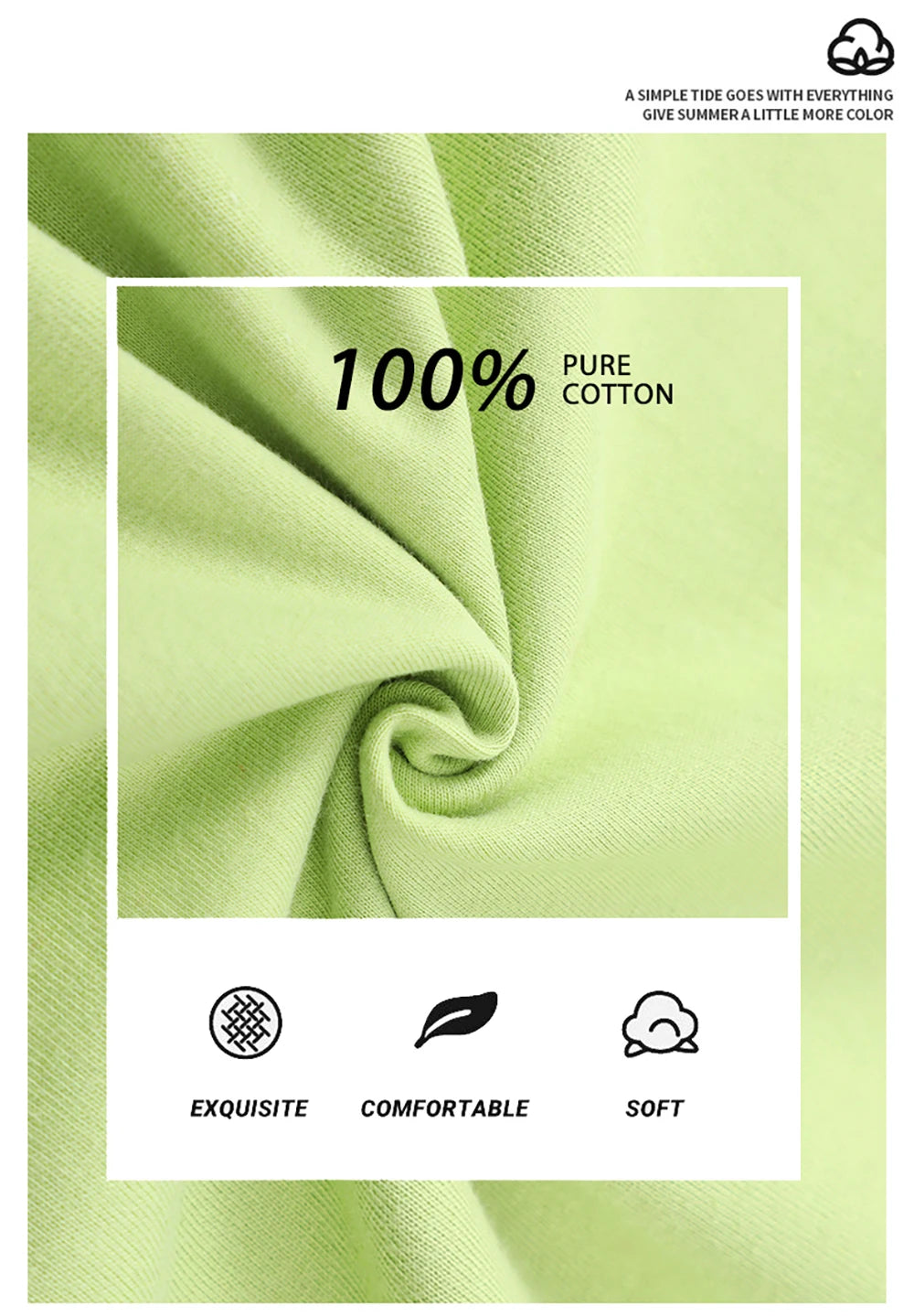 Men's 100% Cotton Solid Colour T-Shirt — Breathable Casual Beach Tee