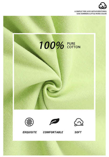 Men's 100% Cotton Solid Colour T-Shirt — Breathable Casual Beach Tee