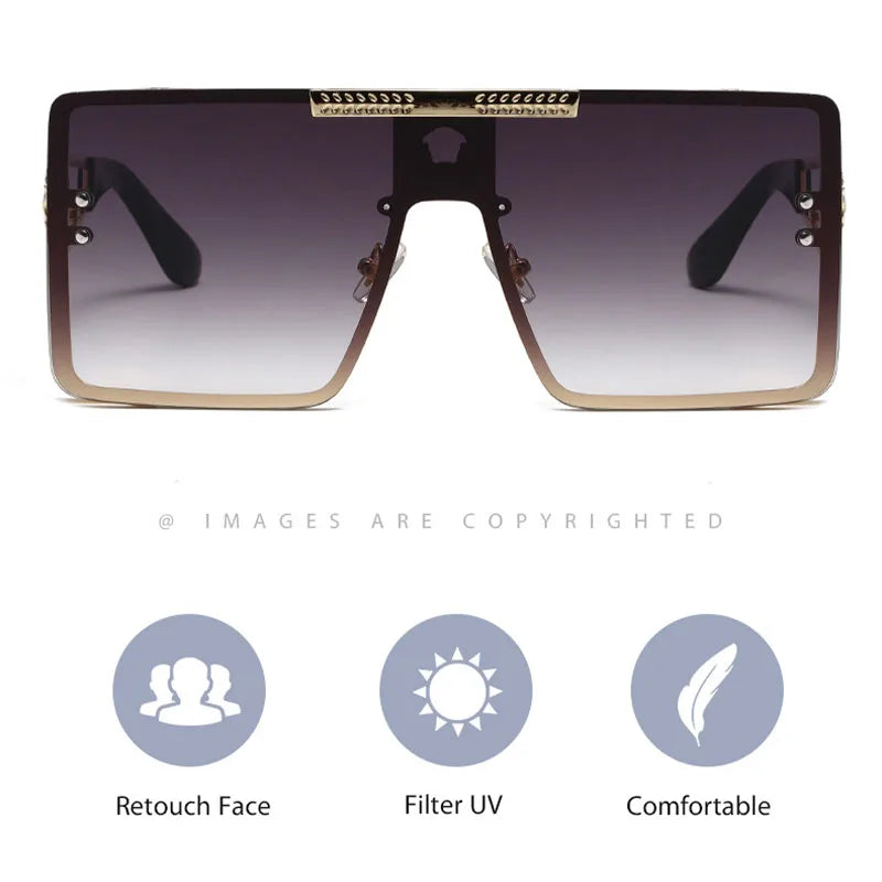 Oversized Metal Frame Sunglasses – Unisex Polarized Street Style