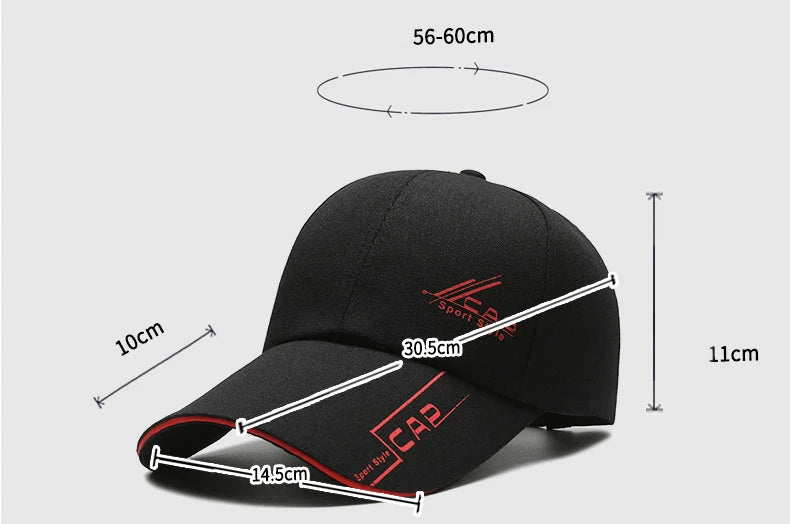 Long Brim Baseball Cap — Outdoor Sun & Fishing Hat for Men & Women