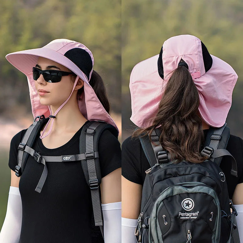 Breathable Wide Brim Fisherman Sun Hat — Outdoor Shawl Cap for Men & Women