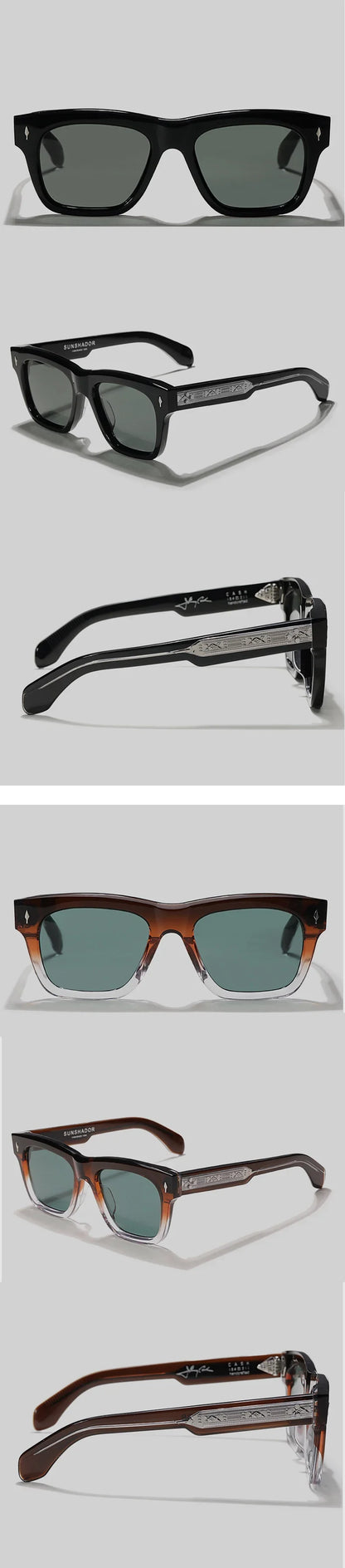 Sunglasses for Men Women Top-quality Handmade Square Acetate SCASH Luxury Brand Designer Outdoor Sports UV400 Trendy SUN GLASSES