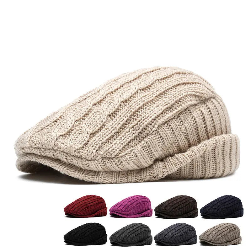 Knitted Cotton Beret Cap — Warm & Versatile for Men & Women