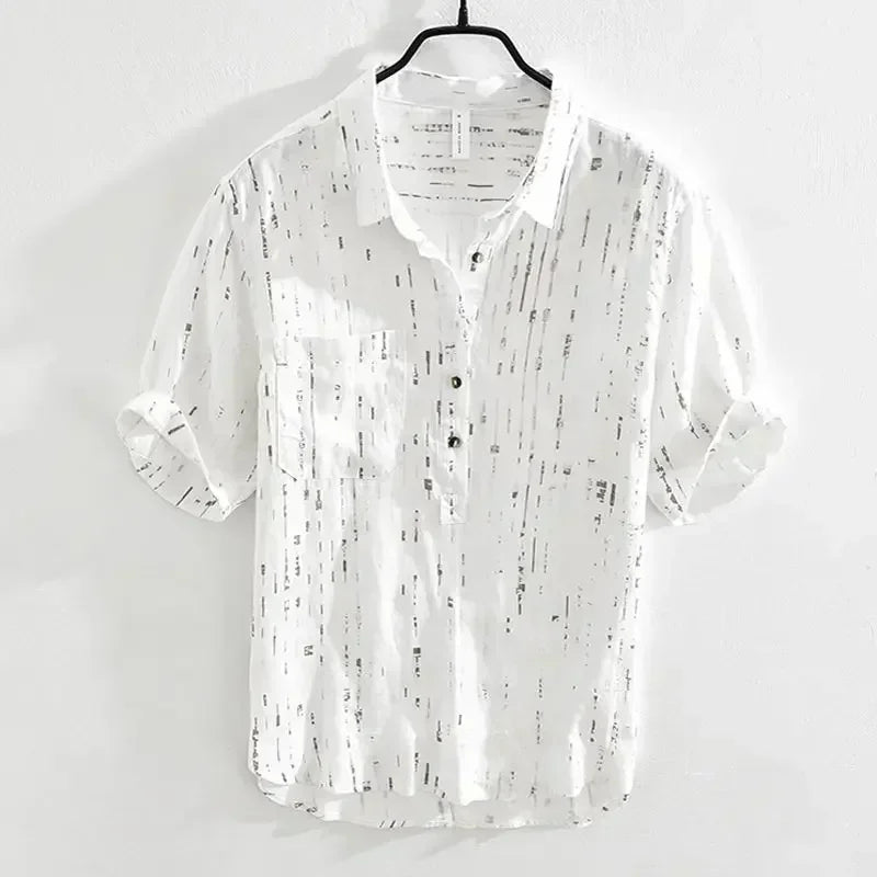 Men's Loose Printed Short-Sleeve Shirt — Lightweight Casual Summer Top