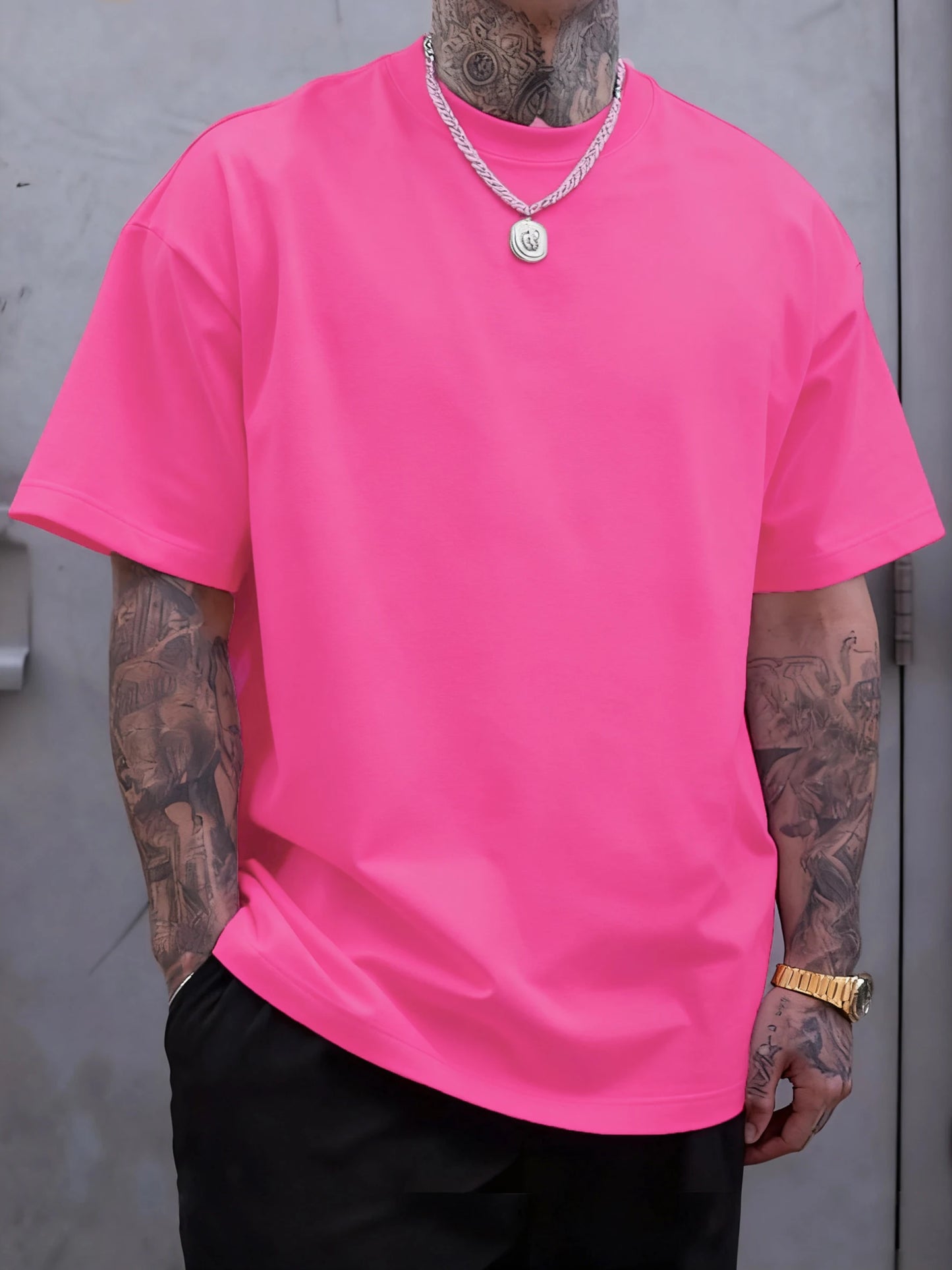 Men's 100% Cotton Solid Colour T-Shirt — Breathable Casual Beach Tee