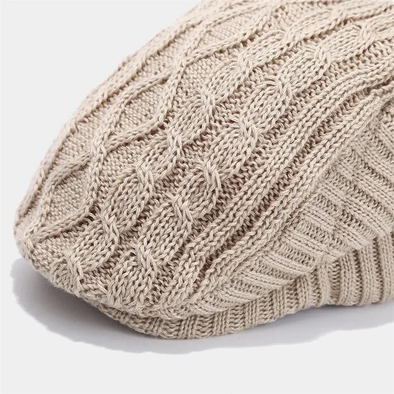 Knitted Cotton Beret Cap — Warm & Versatile for Men & Women