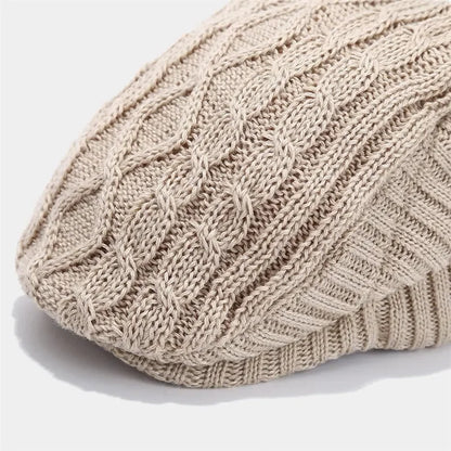 Knitted Cotton Beret Cap — Warm & Versatile for Men & Women