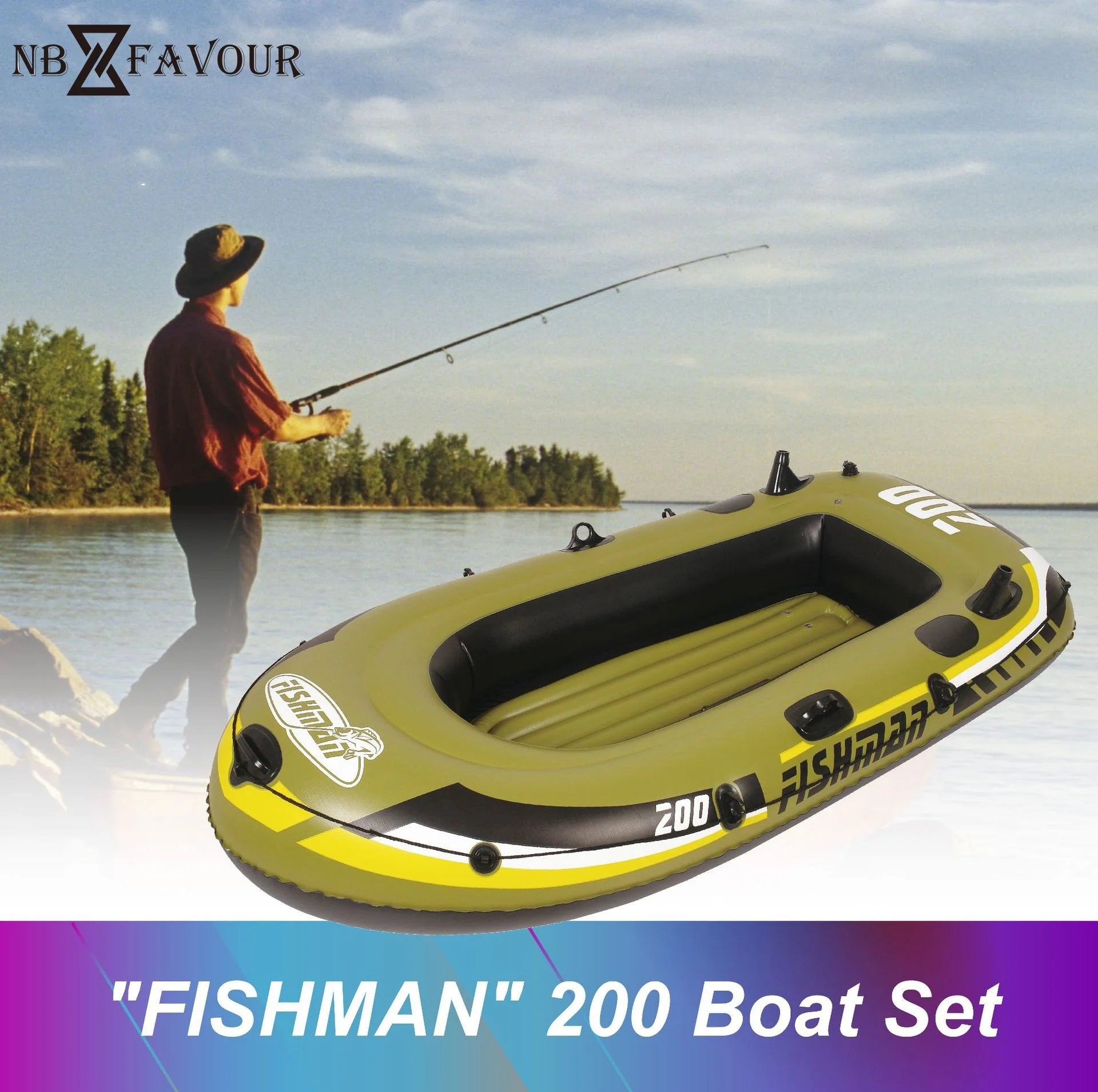 200 Boat Set 'FISHMAN' Outdoor Inflatable Water 