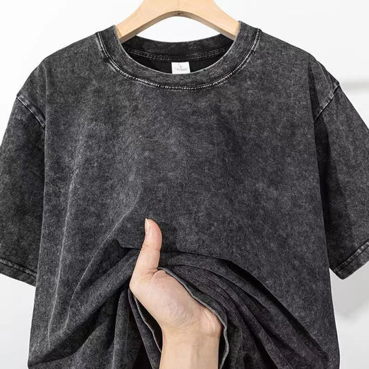 Men's 230G Heavy Cotton Vintage Washed Oversized T-Shirt — Loose Streetwear Tee