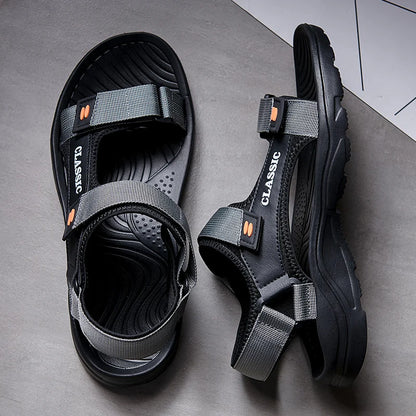 Men's Casual Beach Sandals – Retro Ankle-Wrap Summer Shoes