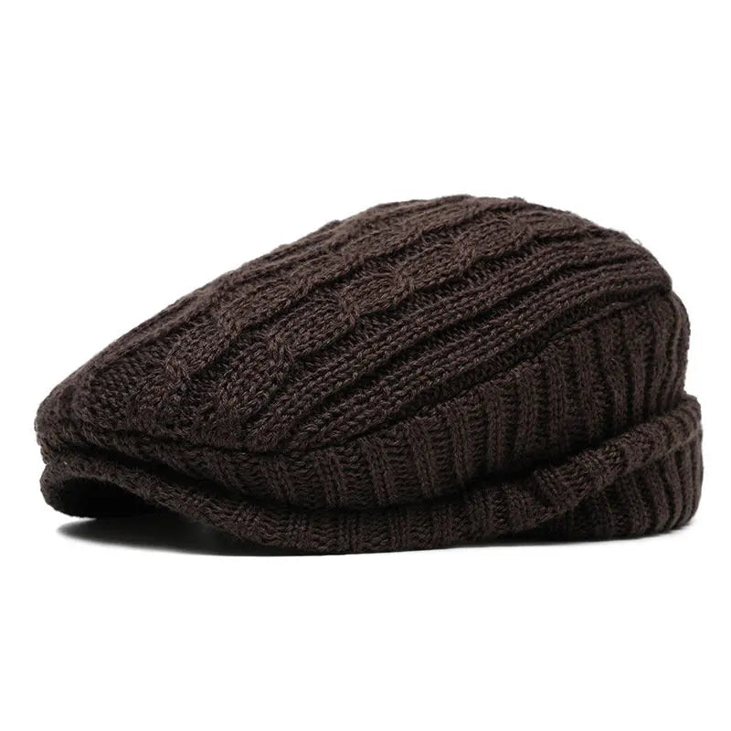 Knitted Cotton Beret Cap — Warm & Versatile for Men & Women