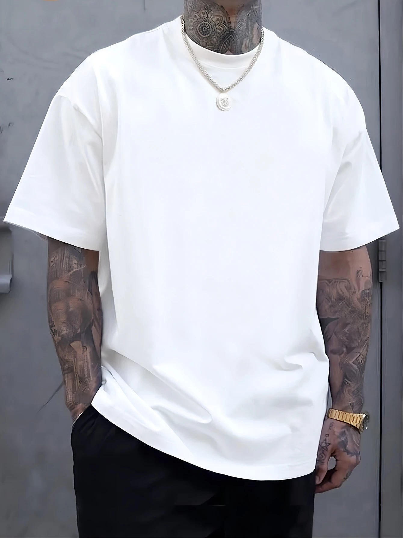 Men's 100% Cotton Solid Colour T-Shirt — Breathable Casual Beach Tee