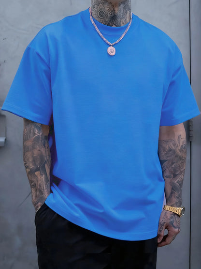 Men's 100% Cotton Solid Colour T-Shirt — Breathable Casual Beach Tee