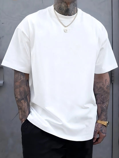 Men's 100% Cotton Solid Colour T-Shirt — Breathable Casual Beach Tee