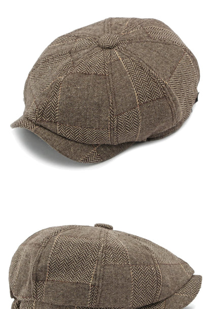 HT4341 Beret Cap Spring Autumn Caps for Men Women Vintage Plaid Octagonal Cap Hat Female Retro Artist Painter Male Beret Hats