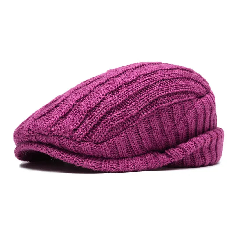 Knitted Cotton Beret Cap — Warm & Versatile for Men & Women