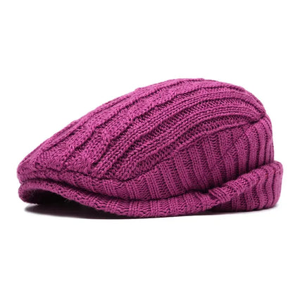 Knitted Cotton Beret Cap — Warm & Versatile for Men & Women