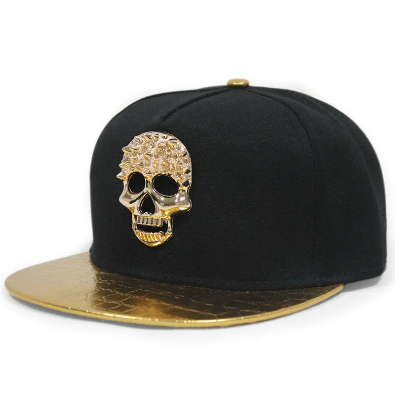 Hip Hop Skull Rivet Snapback Flat Cap — Men & Women