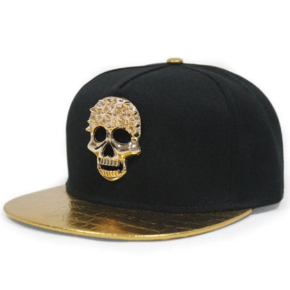 Hip Hop Skull Rivet Snapback Flat Cap — Men & Women