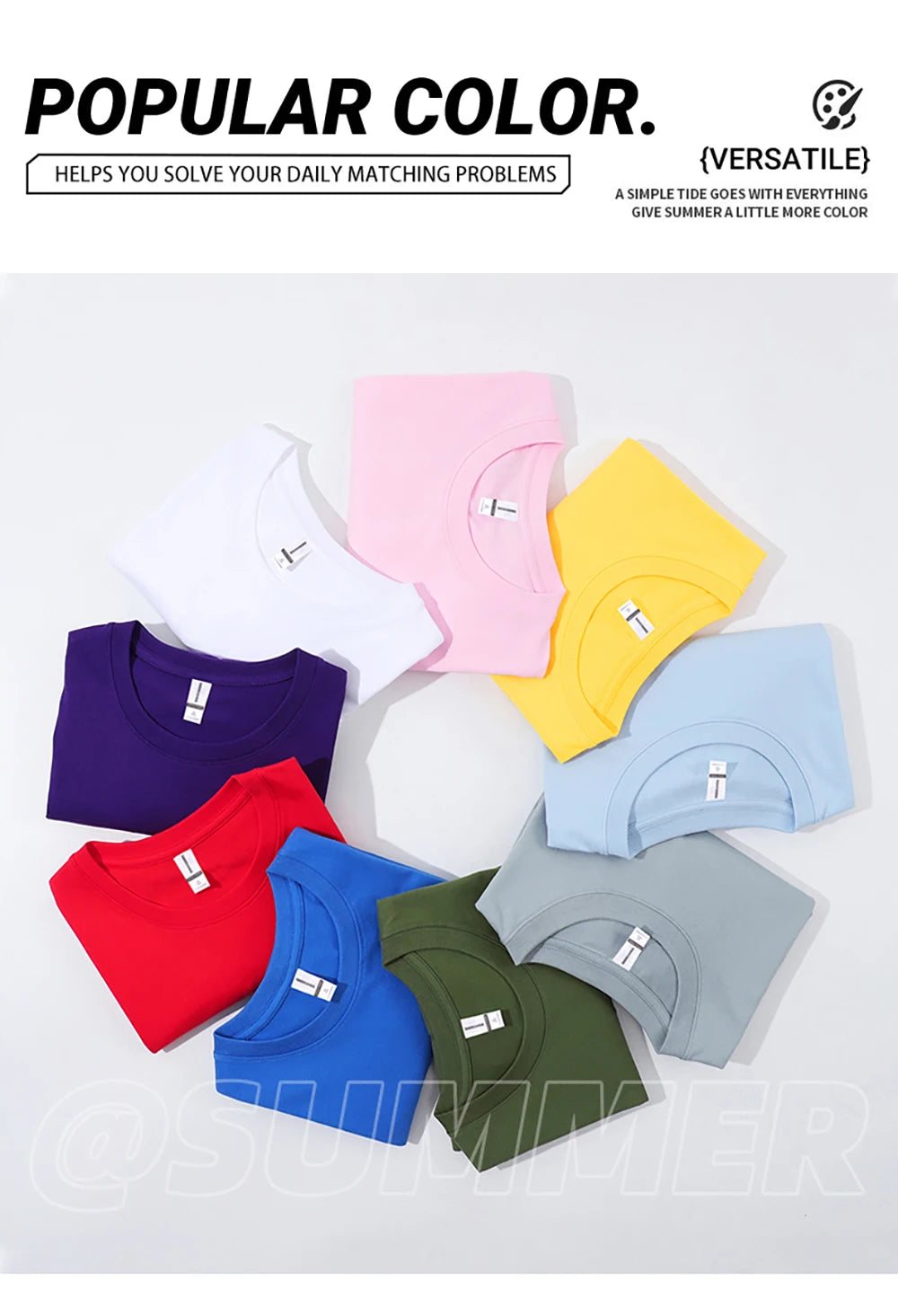 Men's 100% Cotton Solid Colour T-Shirt — Breathable Casual Beach Tee