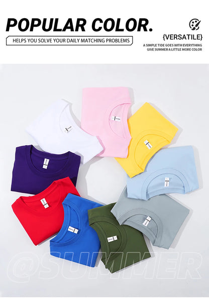 Men's 100% Cotton Solid Colour T-Shirt — Breathable Casual Beach Tee
