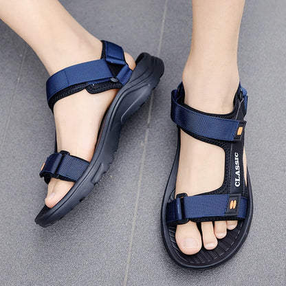 Men's Casual Beach Sandals – Retro Ankle-Wrap Summer Shoes