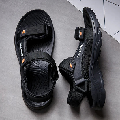Men's Casual Beach Sandals – Retro Ankle-Wrap Summer Shoes