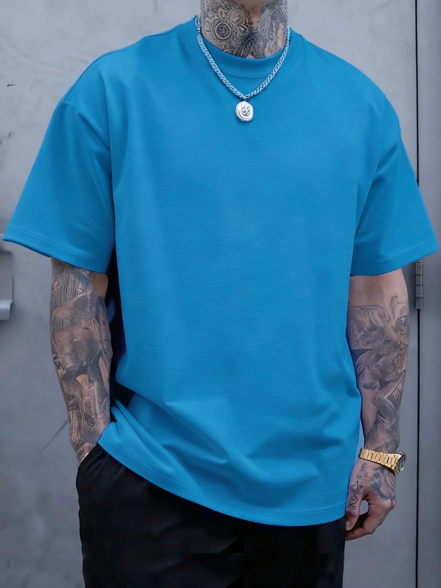 Men's 100% Cotton Solid Colour T-Shirt — Breathable Casual Beach Tee